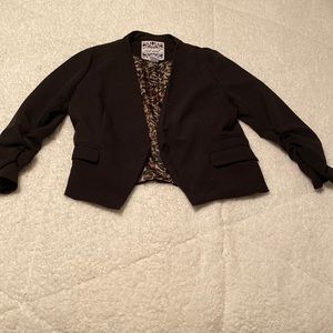 Black Blazer - Cheetah Lined